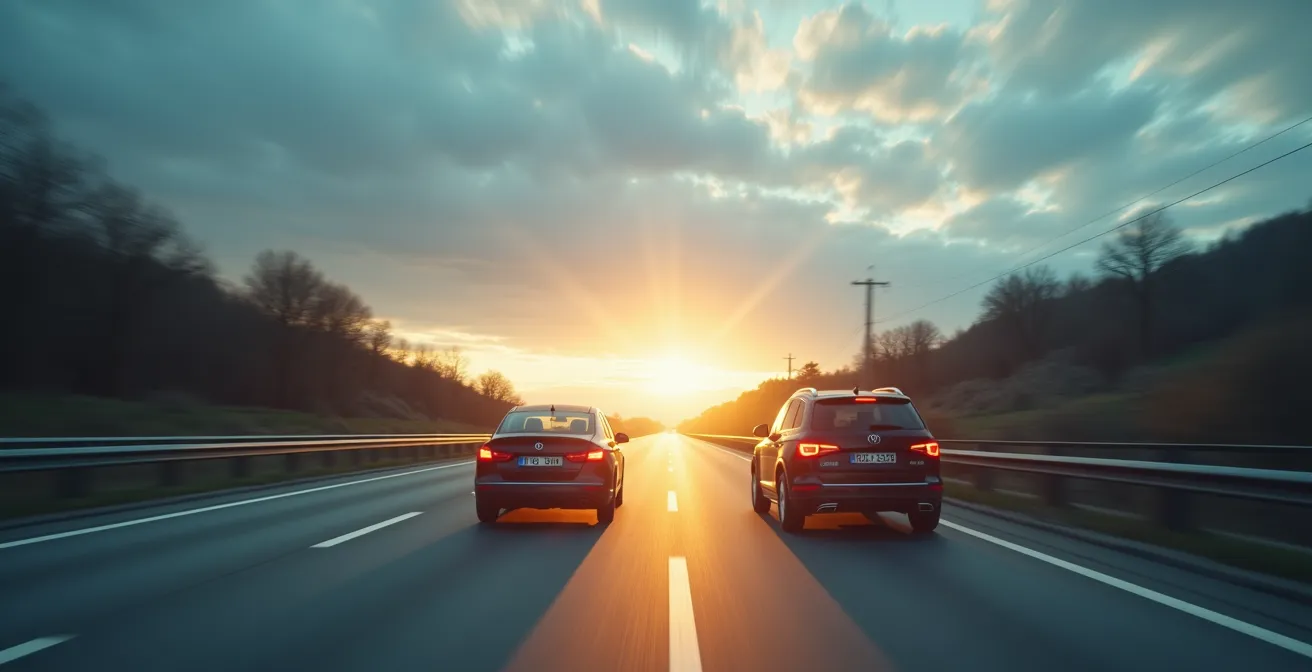 Sicherheitsabstand-Messung auf deutscher Autobahn