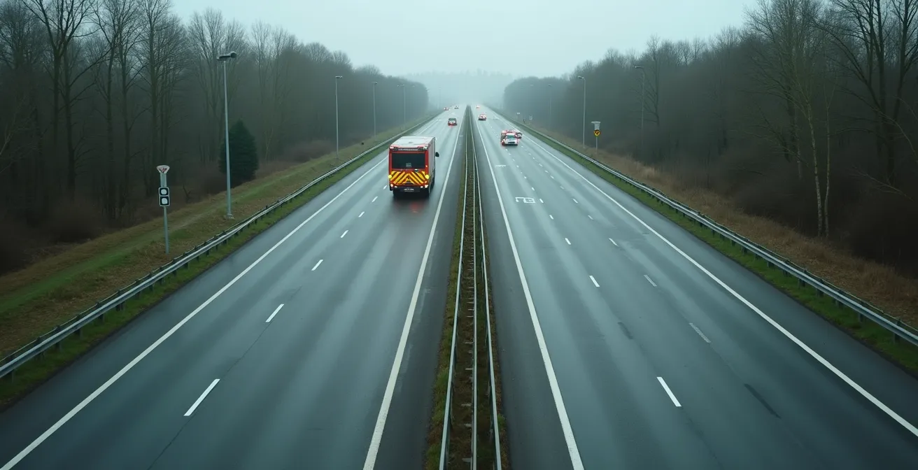 Korrekt gebildete Rettungsgasse auf deutscher Autobahn